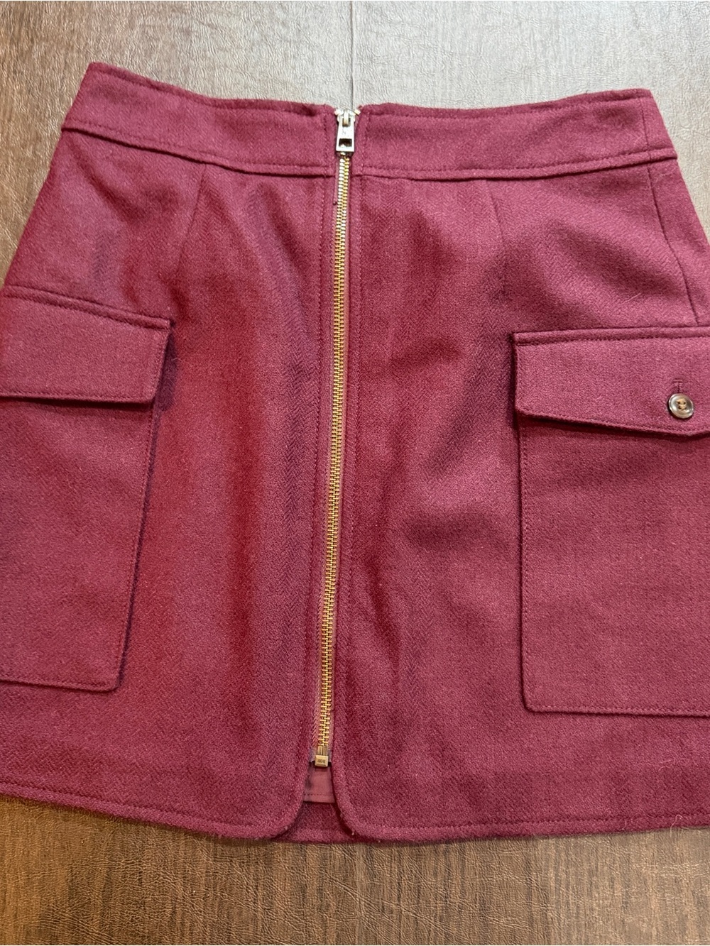 High-Waist Cargo Pocket Mini Skirt - Wine
